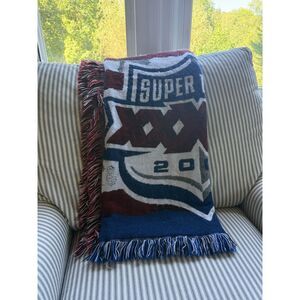 Vintage y2k Super Bowl 2000 Woven Tapestry Throw Blanket